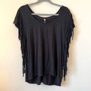 Free People Black Fringe Top Size S